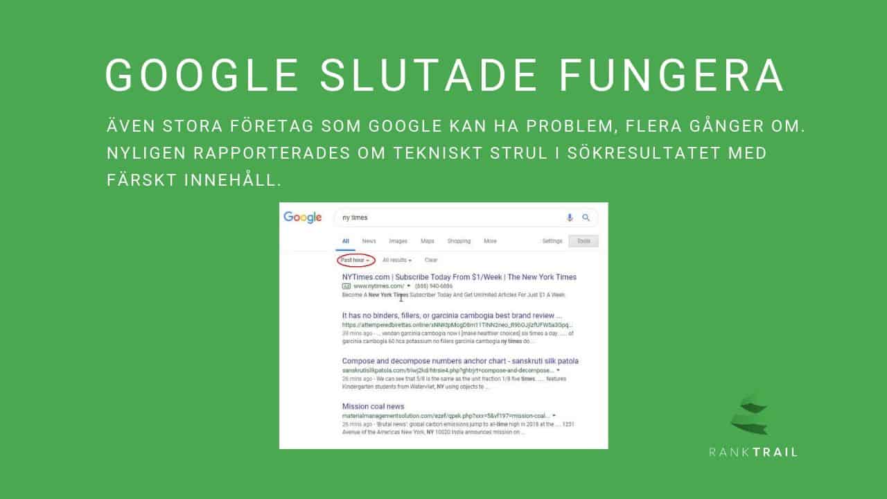 google sökresultat strulade