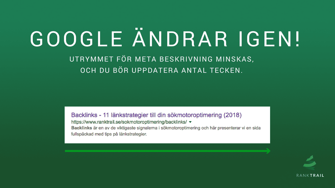 meta description ändras av google maj 2018